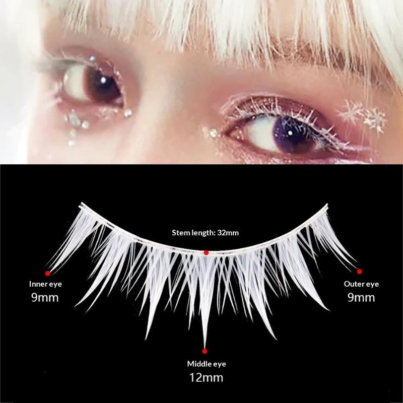 Eyelash Extension Natural - 3 пары косплейных белых ресниц, удлиняющие,